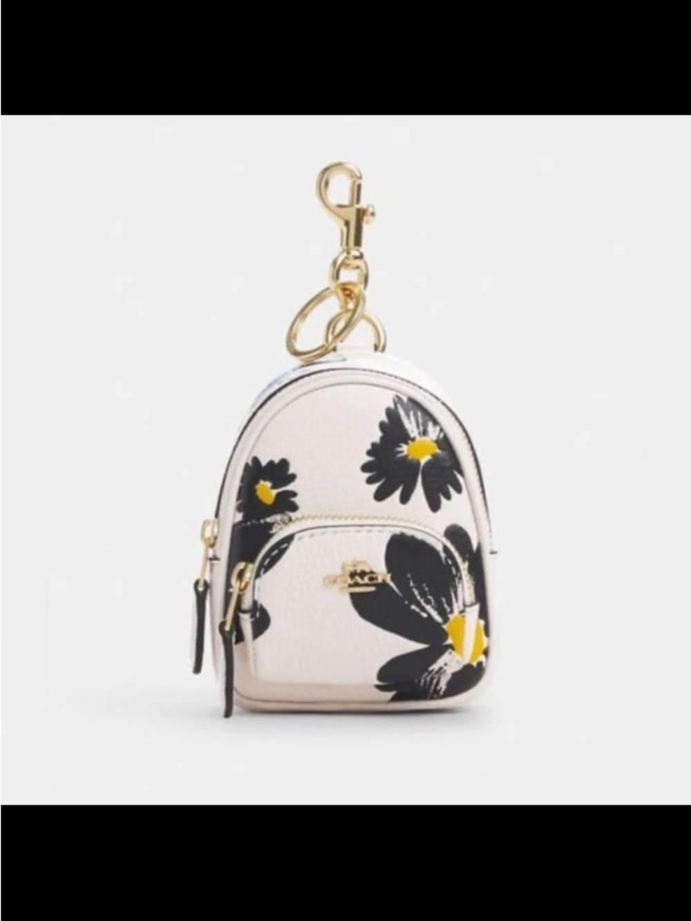 NWT Coach Floral Mini Court Backpack Key Chain Fob Charm CZ605